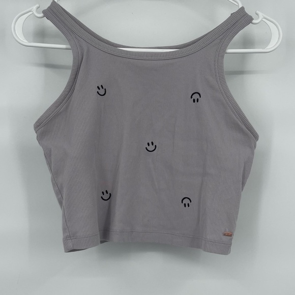 Pink Victoria secret dusty lavender embroidered smiley face cropped tank - Picture 1 of 6